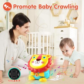 Toys for 1 Year Old Boys Girls- Lion Baby Toys 6 to 12 Months Musical Interactive Sensory Toddler Toys with Music & Lights, 1st Birthday Gifts, Baby Drum Sound Toys, Learning Crawling Toys