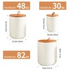 JOJUNO White Ceramic Canister Set with Wooden Lids – 3-Piece
