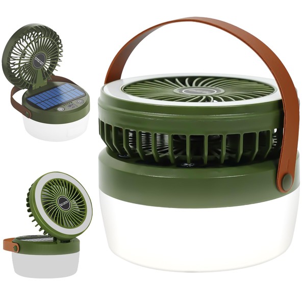 Robofun LED Solar Camping Lamp, Camping Lanterns, Dimmable with Fan,