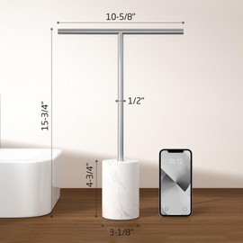 KES Countertop Towel Holder for Bathroom, Counter Top Towel Stand with Small Marble Base, T-Shape Hand Towel Holder Free Standing 18/8 Stainless Steel Space Saving Brushed Finish, BTH234S40-2