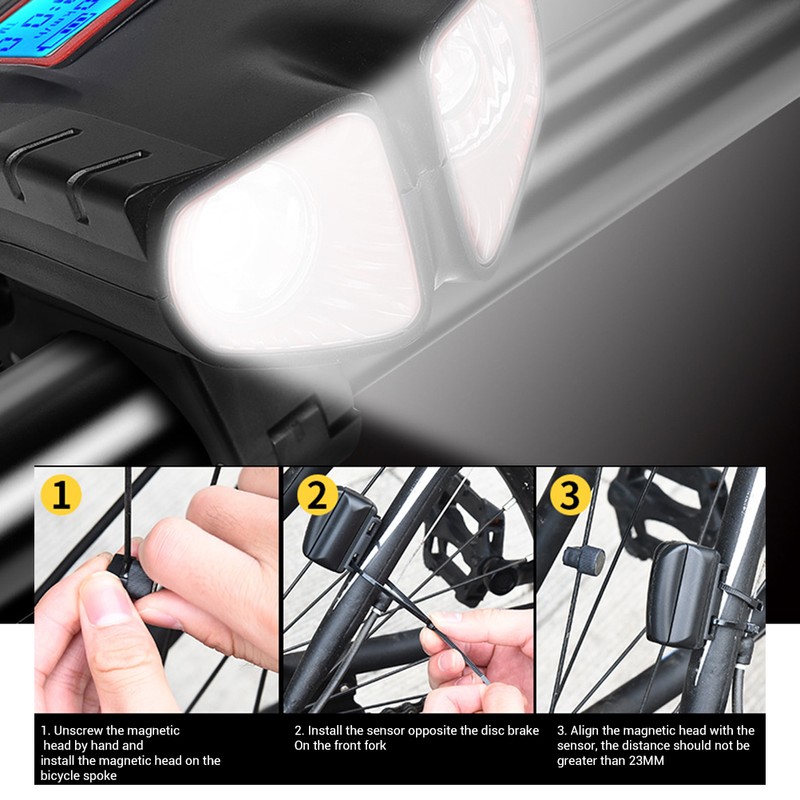 USB Rechargeable Bike Light with Bike Bell 4 Lighting Mode