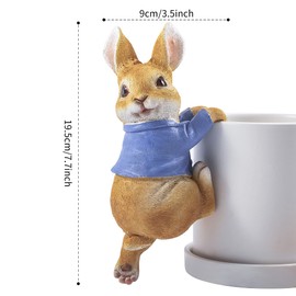 JelyArt Miniature Sculpture Outdoor Garden Statue, Resin Crafts Rabbit Garden Ornaments Hanging Decor