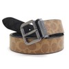 Coach Men's Belt Reversible Tan Charcoal CY922 QBRMO, tan x