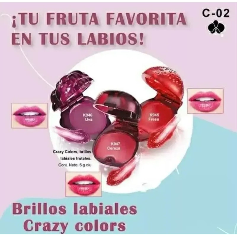 Brillo Labial De Frutas Aroma Sabor Color Hidratante Pack