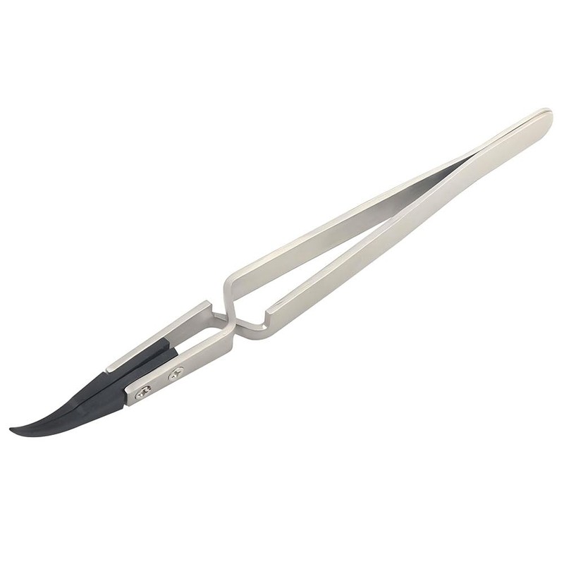 ESD Plastic Tip Curved Tweezers for Soldering Repair Work Interchangeable