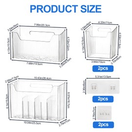 RETON 4 Pack Adhesive Cabinet Door Organizer, Plastic Wall Mounted Storage Bins, Fridge Floating Shelves Under Sink Organizers for Kitchen Bathroom Pantry Office