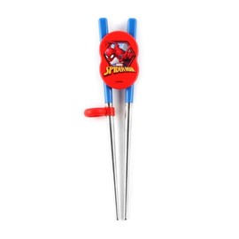 Lilfant Super Hero Spider Stainless Steel Training Chopsticks, Finger Ring Can Be Moved for Right or Left Handed, Made in Korea (A), 6.7in