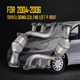 KAC Left Right Catalytic Converter Industrial Grade Stainless Steel w/Exhaust Manifold & Gasket Kit Replacement for 2004-2006 Sienna 3.3L FWD OEM.No # 16392,16393,750056,750053,58144,57128 2Pcs ​(EPA