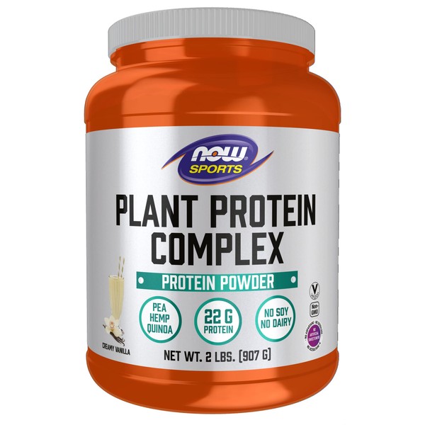 NOW Sports Nutrition, Plant Protein Complex 22 g, Creamy Vanilla Powder, 2-Pound