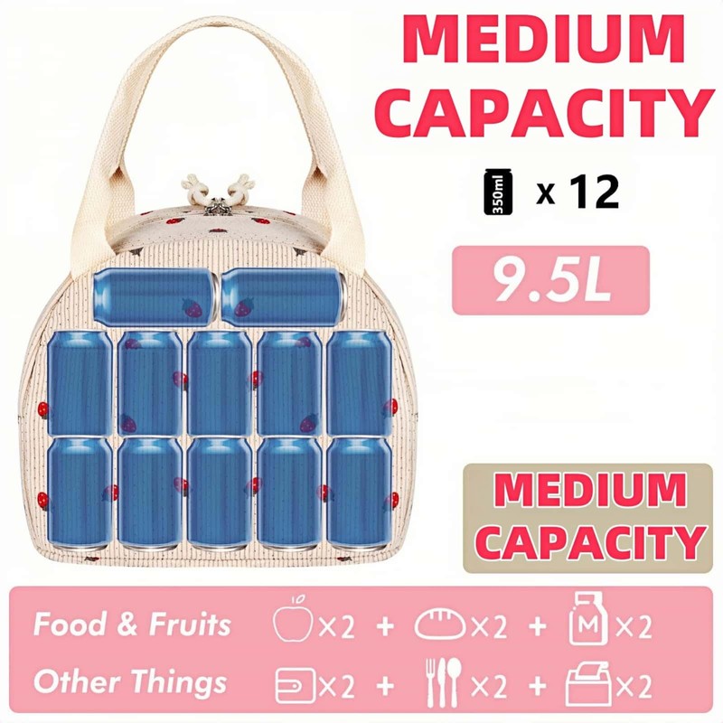 HOLADAWN Corduroy Insulated Lunch Bag for Women, Cute Cooler Lunch