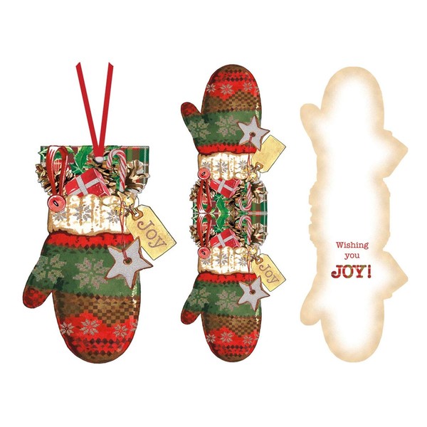 Performing Arts Hangable Ornament Card Joyful Mitten Stationery Paper, 69008-12