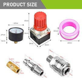 1/4 Inch Pressure Regulator, 3 Holes, Pressure Regulator Compressor, Pressure Switch Valve with Pressure Gauge, Pressure Switch Control Valve 175 PSI for Air Compressor, Air Compressor, Pressure
