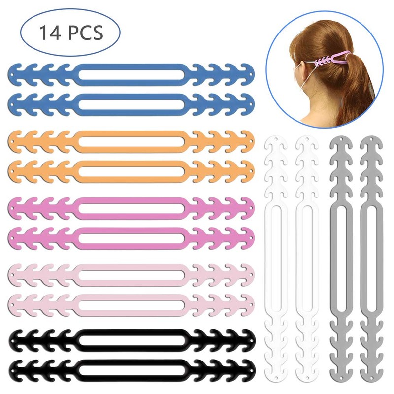 14 PCS Mask Extension Strap Muti-Coloured Face Strap Hook Ponytail