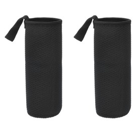 YELARXI Neoprene Water Bottle Sleeves, Water Bottle Carrier Textured Insulators Beverage Bottle Can Sleeves Covers with Strap, 3 in Fit for Hiking Cycling Camping Travel (2 Pack, Black)