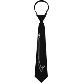 Ties for Women Adjustable Pre-tied Womens Tie, Punk Metal Chain Necktie Black Tie for Women School/Party/Graduation - Color: Love Shape-silver