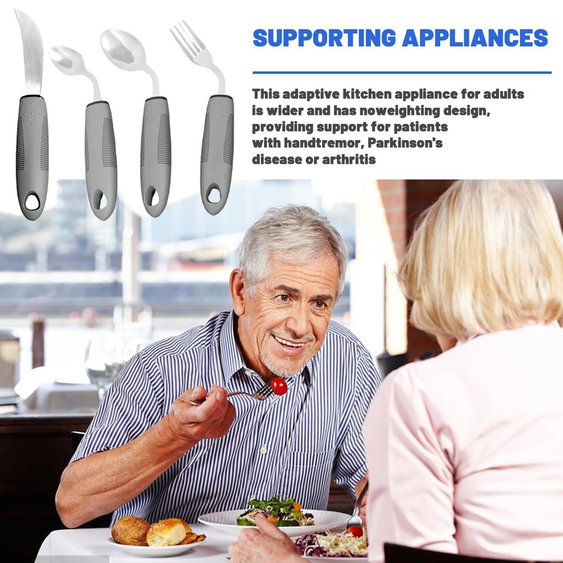 Yzwuyou 4PCS Cutlery for Arthritic Hands, 42°Angled Disabled Cutlery for