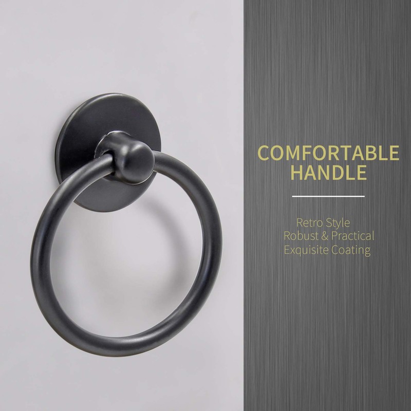 Bonsicoky 12Pcs Round Ring Drawer Pulls Matte Black Ring Handle