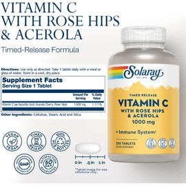 [Japanese Vitamin Supplements] Solaray - 1000 mg of vitamin C with two-stage time release, 250 tablets