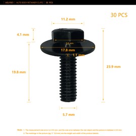 AOLYGEI E45 30PCS M6-1.0 x 24mm Metric Hex Head Sems Bolts for GM 11503834, 20351035