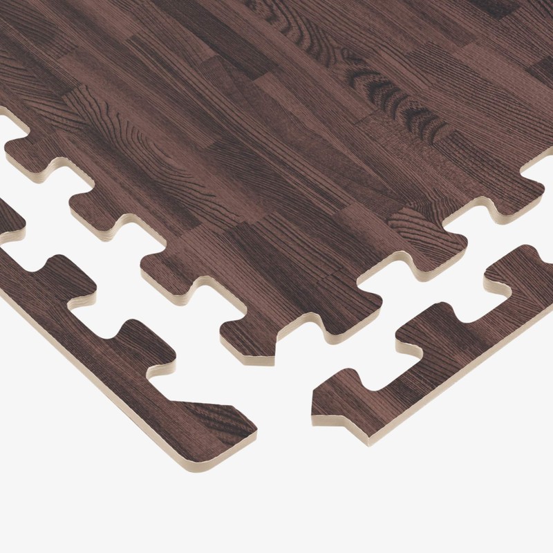 Forest Floor 3/8 Inch Thick Printed Foam Tiles, Premium Wood