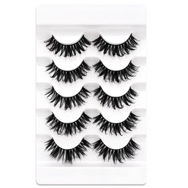 Falsche Wimpern Manga Wimpern Wet Look D-curl Cat-Eye Japanese Style Cosplay Spiky Anime Lashes 20mm Long Dramatic Thick Faux Mink Doll Eyelash Wispy Individual Clusters 5 Paare Pack(W-1)