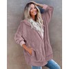 CHICGAL Women Fuzzy Oversized Coat Open Front Sweaters Jacket Hooded