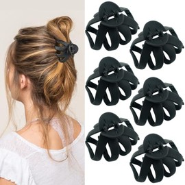 MAORULU Pinzas para El Cabello con Forma de Pulpo de 7 Cm para Mujer, Color Negro Mate, para Cabello Fino Y Fino, con Sujeción Fuerte Y Antideslizante