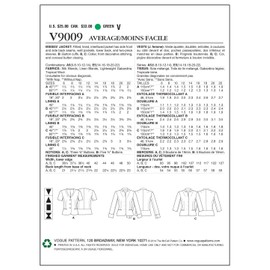 VOGUE PATTERNS V9009 Misses' Jacket Sewing Template, Size E5 (14-16-18-20-22)