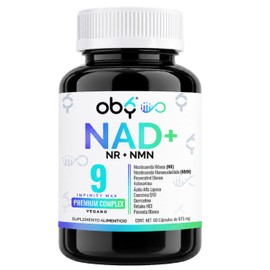 Oby NAD+ Infinity 9 Ingredientes | Combinación Superior de NMN + NR Nicotinamida Ribosa con Resveratrol ≥99%, Astaxantina, CoQ10, Quercetina, Ala, Piperina | Pureza certificada | 60 Capsulas Veganas