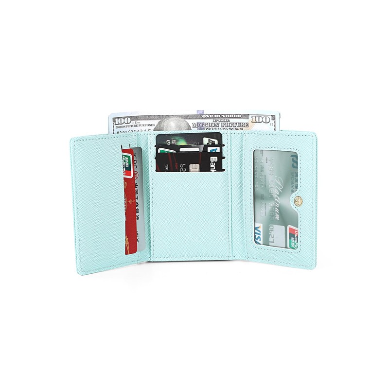 JIUFENG Women's RFID Blocking Short Wallet Multi Purpose Zip Folded