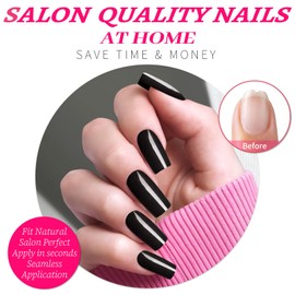 Lifextol 360PC Black Square Press on Nails Medium Long Fake Nails Press ons with Glue&Adhesive Tabs, Square Glue on Nails Tips Acrylic Nails Press on Nails Long Stick on Nails Artificial Fingernails