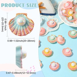 LiQunSweet 30Pcs Colorful Shell Charm, Opaque Resin Cabochons, No Hole, Mixed Colors, 25-26mmx12-12.5mm, 6 Styles, for Jewelry Making, DIY Crafters