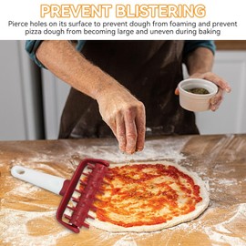 Pizza Dough Docker, Pizza Roller Spikes Plastic Pizza Docker Pizza Docking Tool Pastry Docker Roller Pizza Roller Spikes Dough Blistering Killer, Red