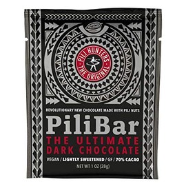 Pili Hunters PiliBar The Ultimate Keto/Paleo/Vegan Organic Dark Chocolate with 3 grams of Coconut Sugar AS SEEN ON TV (Pack of 5)