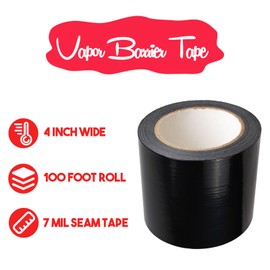 Autrends Black Seal Tape, 4" x 100' Vapor Barrier Tape Polyethylene Sealing Moisture Barrier Seam, Black Vinyl Tape for Crawlspaces, Repair, Underlayment Seams, Metal Building Seams