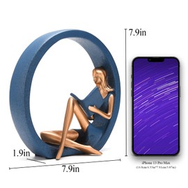 BRABUD Resin Yoga Girl Reading Book Statue Sitting in Circle Figurine Modern Aesthetic Decoration for Home TV Cabinet Bookshelf Desktop Bedroom Shop TQGJBS301