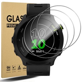 4 Pack Anti-Scratch Film for Garmin Forerunner 55 Screen Protector, Full Protective 9H Hardness Tempered Glass Case Fit for Garmin Forerunner 55 45 45S Smartwatch