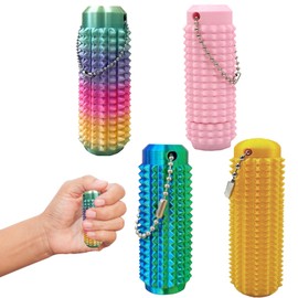 4 Stücke Skills Borderline Igelball, 3D-gedruckter Ventilations-Schlüsselanhänger Spiky Grippie Stim Stachelige Sensorik-Stimming-Werkzeuge,zum Stressabbau Oder zur Massage für Rücken Beine Füße Hände