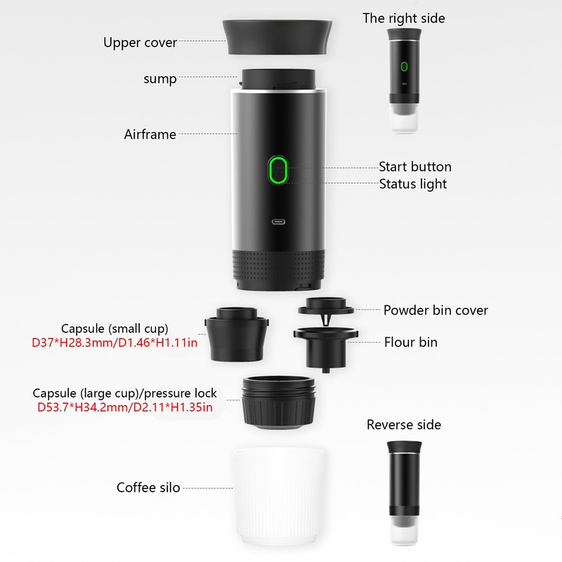 Irishom Portable Coffee Machine, 3 in 1 Cordless Electric Coffee