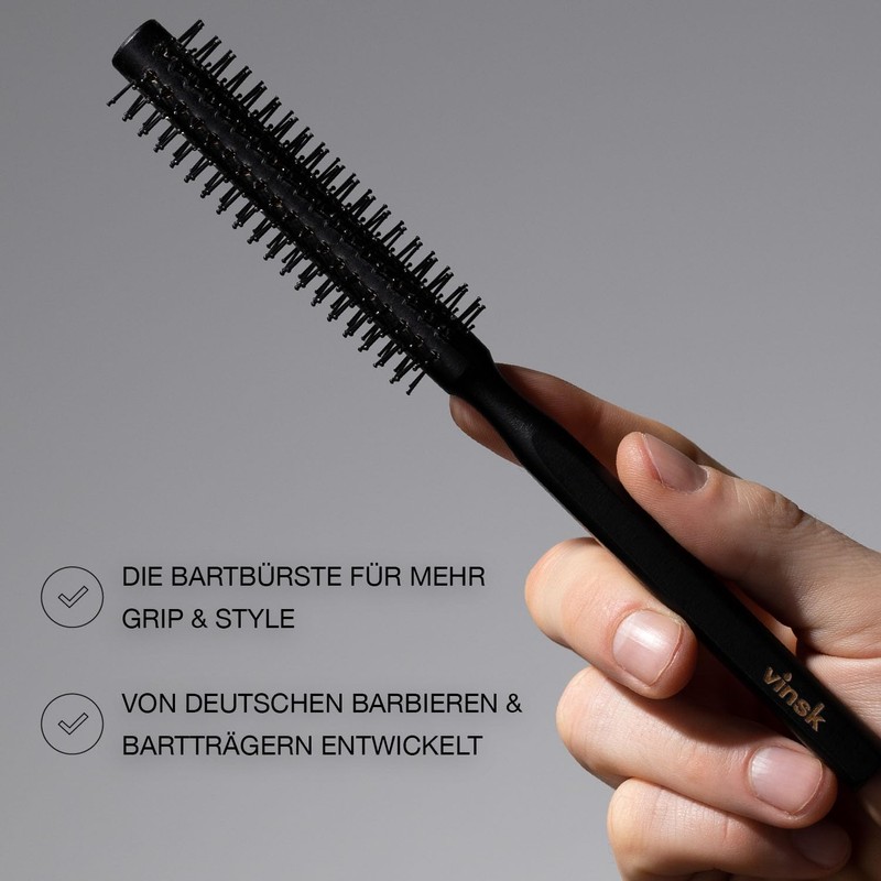vinsk Beard Brush S, Round Breasts for Beard and Hair,