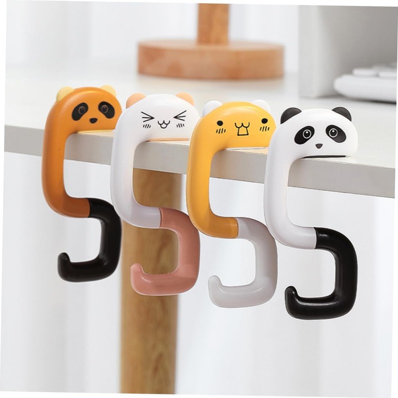 4 Pcs Cartoon Animal Desktop Hooks,Cartoon Foldable Handbag Hanger,Purse Hook