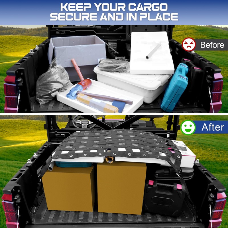 StarknightMT UTV Cargo Net -StarknightMT Universal UTV Bed Net with