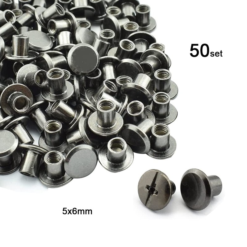 YXQ 50pcs Chicago Screw 5x6mm Slotted Binding Screws for Rivet
