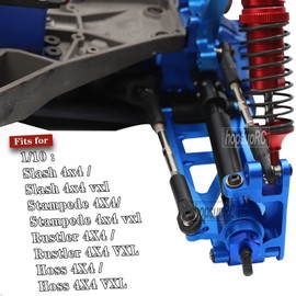 hopsupRC Upgrades Part for 1/10 Slash/Stampede/Rustler/Hoss VXL 4X4 4WD,Big Bore RC Shocks & Stainless Steel Drive Shaft CVD Axles & Front Rear Suspension A Arm,Navy Blue