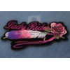 Ivamis Lady Rider Pink Rose and Feathers Small Iron on