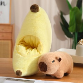 Nohito Cute Banana Capybara Plush Toy - 13.7'' Kawaii Capybara Stuffed Animal Soft Stuffed Capybara Banana Food Plushie Pillow Doll Toys