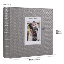 RECUTMS 30 DIY Photo Albums with Sticky Pages Button Grain Leather Cover 4x6 5x7 8x10 Photos of Any Size Wedding Photo Album Baby Picture Book Family Scrapbook Photo Album (Gray)