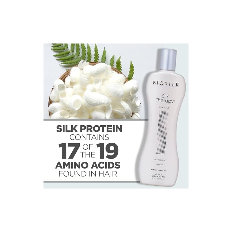 Biosilk Champú de terapia de seda, 12 onzas líquidas, el