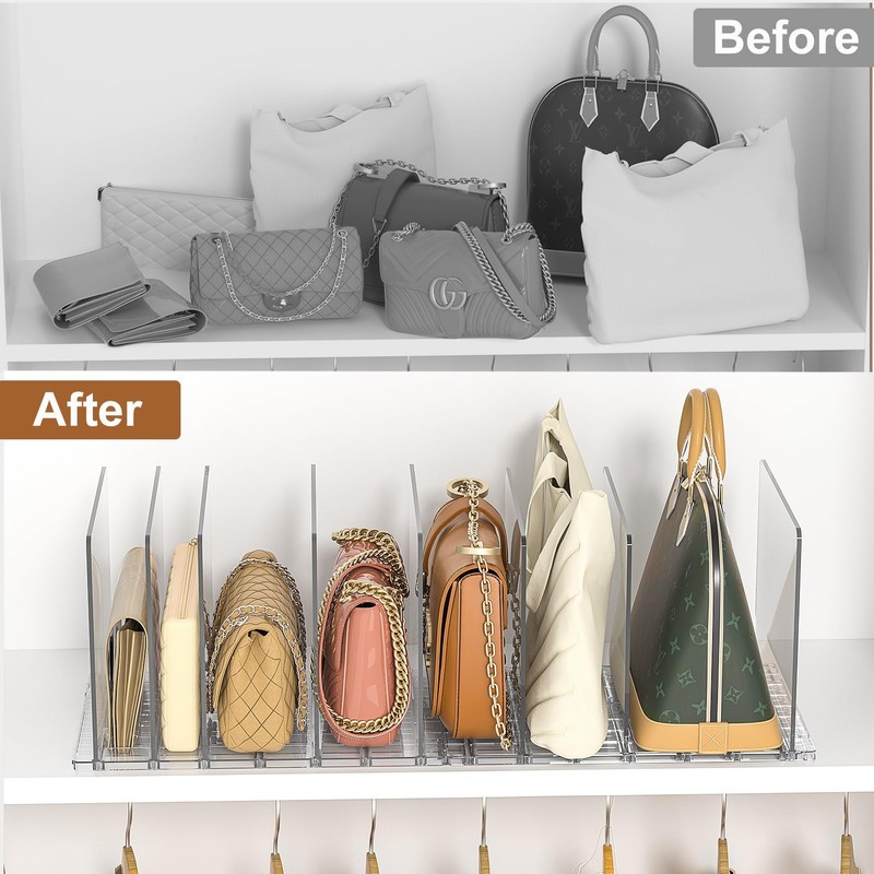 GoMaihe Bag & Purse Organizer for Closet: Adjustable Clear Handbag