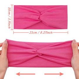 FEQO Pack of 18 Headbands, Elastic Women's Hair Band, Wide Knotted Headband, Turban, Elastic Hair Accessories, Knot Headbands for Yoga, Sports, Fitness, 18 Colours